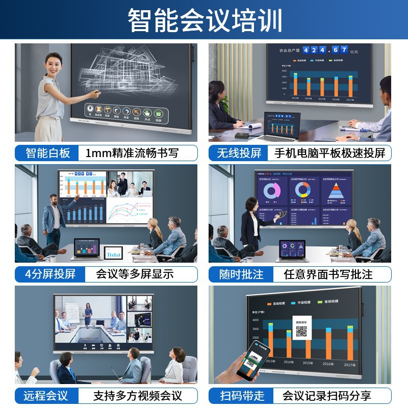 65/75/85/98寸智能教学会议平板一体机 触摸屏电视交互式电子白板 - 图2