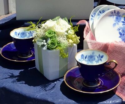 香蘭社瓷器咖啡杯茶杯琉璃蓝色 虎窝淘