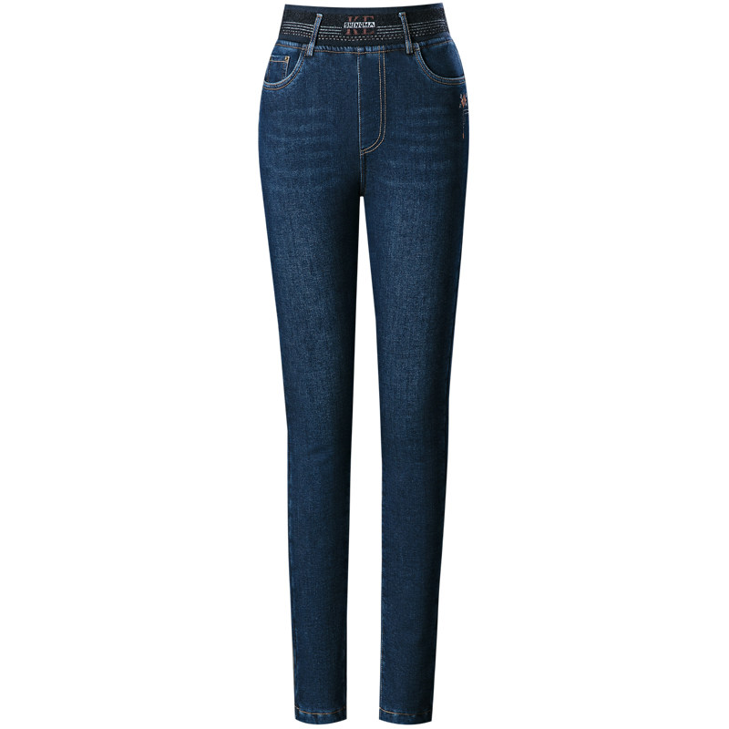 冬季加绒加厚牛仔裤中年女裤妈妈松紧腰大码小脚铅笔裤子修身显瘦,淘宝优惠券,粉丝福利购,淘宝优惠卷