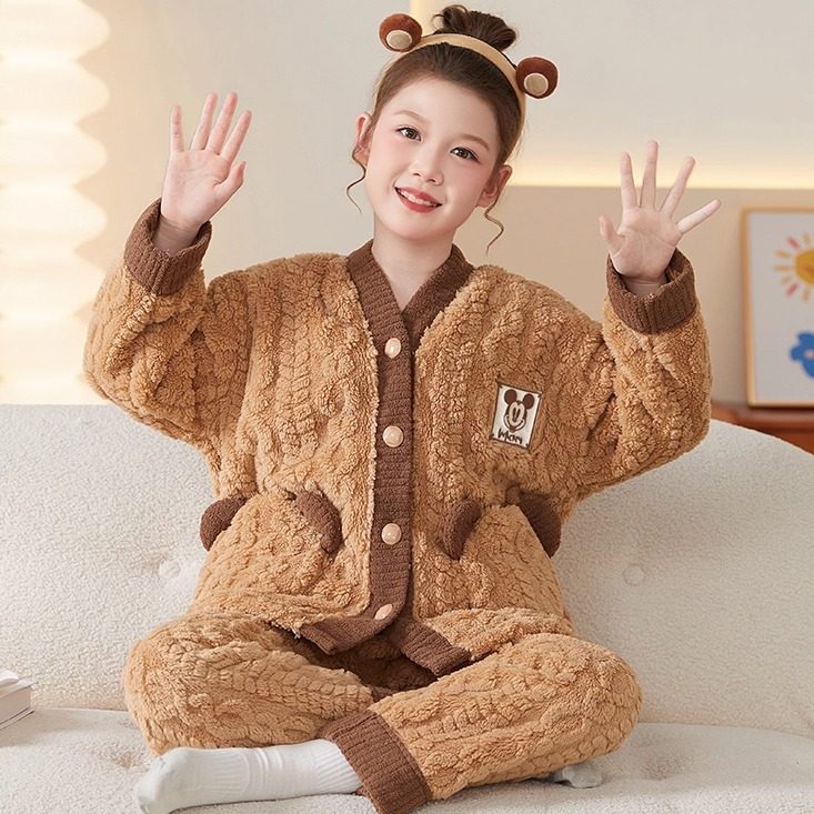 布丁狗珊瑚绒女童甜美卡通睡衣秋冬可爱法兰绒女孩大童家居服套装,淘宝优惠券,粉丝福利购,淘宝优惠卷