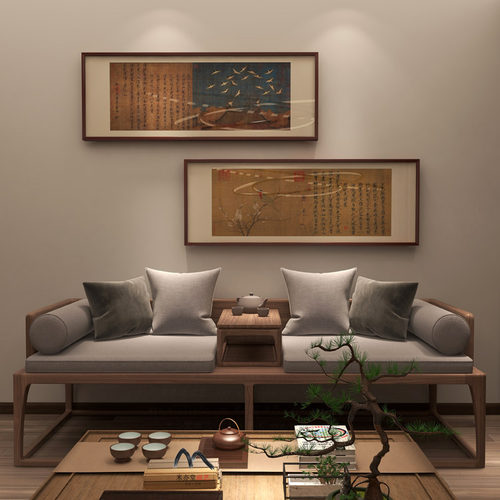 米亦堂x宋徽宗 五色鹦鹉图瘦金体字画新中式书房客厅餐厅玄关挂画 - 图0