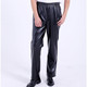 Leather pants men's plus velvet loose waterproof and oil-proof work clothes labor insurance wear-resistant takeaway motorcycle PU soft leather pants