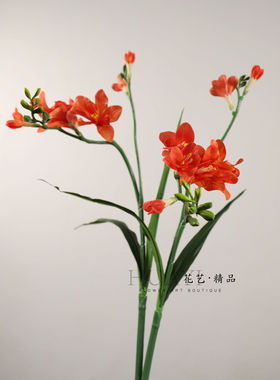 红色仿真萱草花小兰惠兰千鸟兰花朵装饰花艺摆件室内家新年好运