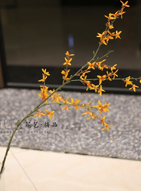 中式秀禾风红色仿真花婚礼装饰摆件树枝条连翘花酒店大堂迎春花