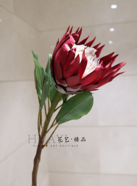 仿真帝王花单支装饰花红色大花朵公主花家居客厅摆件