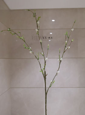 嫩芽树枝叶苞蕾仿真枝条绿色植物摆花插花配材小树叶花束