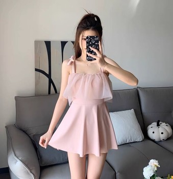 Girls Swimwear 2023 New One-piece Skirt Style Boxer-angle Belly Covering Slimming Conservative Student Cute Japanese Hot Spring Swimwear