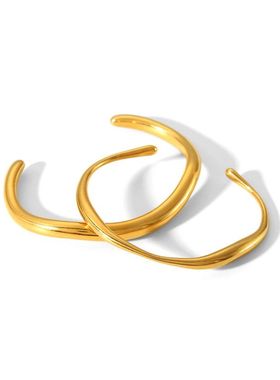 欧美ins风网红轻奢开口手镯女士钛钢18k金手环不锈钢手饰饰品