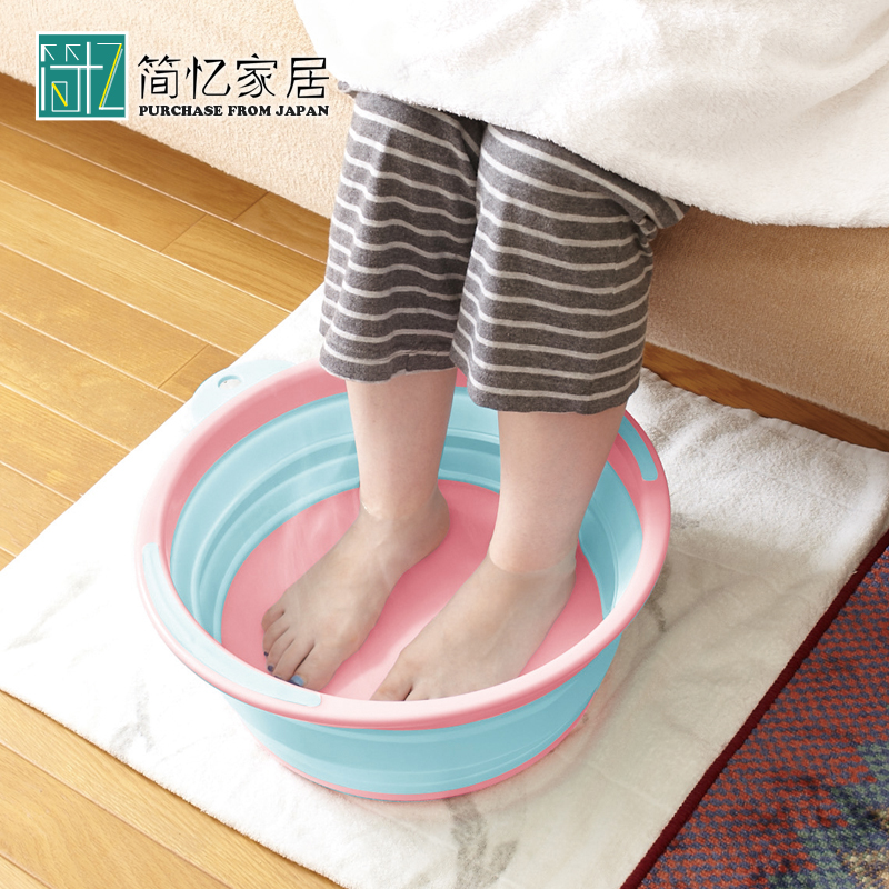 日本进口ISETO折叠盆出差便携旅行洗脸盆洗衣盆泡脚盆大容量水盆-图0
