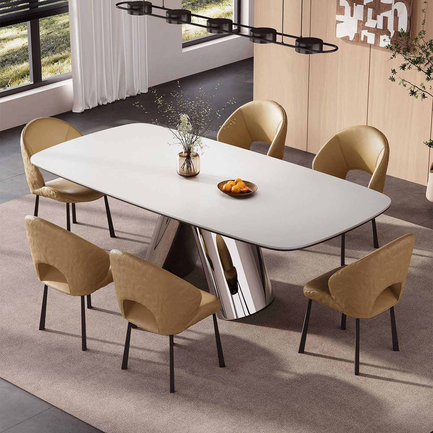 意式轻奢岩板餐桌家用现代简约长方形桌别墅酒店餐厅高定洽谈桌椅,淘宝优惠券,粉丝福利购,淘宝优惠卷