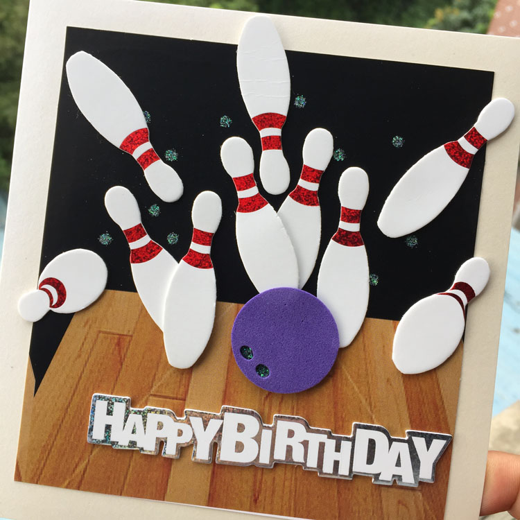 Birthday card手工賀卡對折3D生日卡保齡球生日卡配彩色信封10618 - 图1