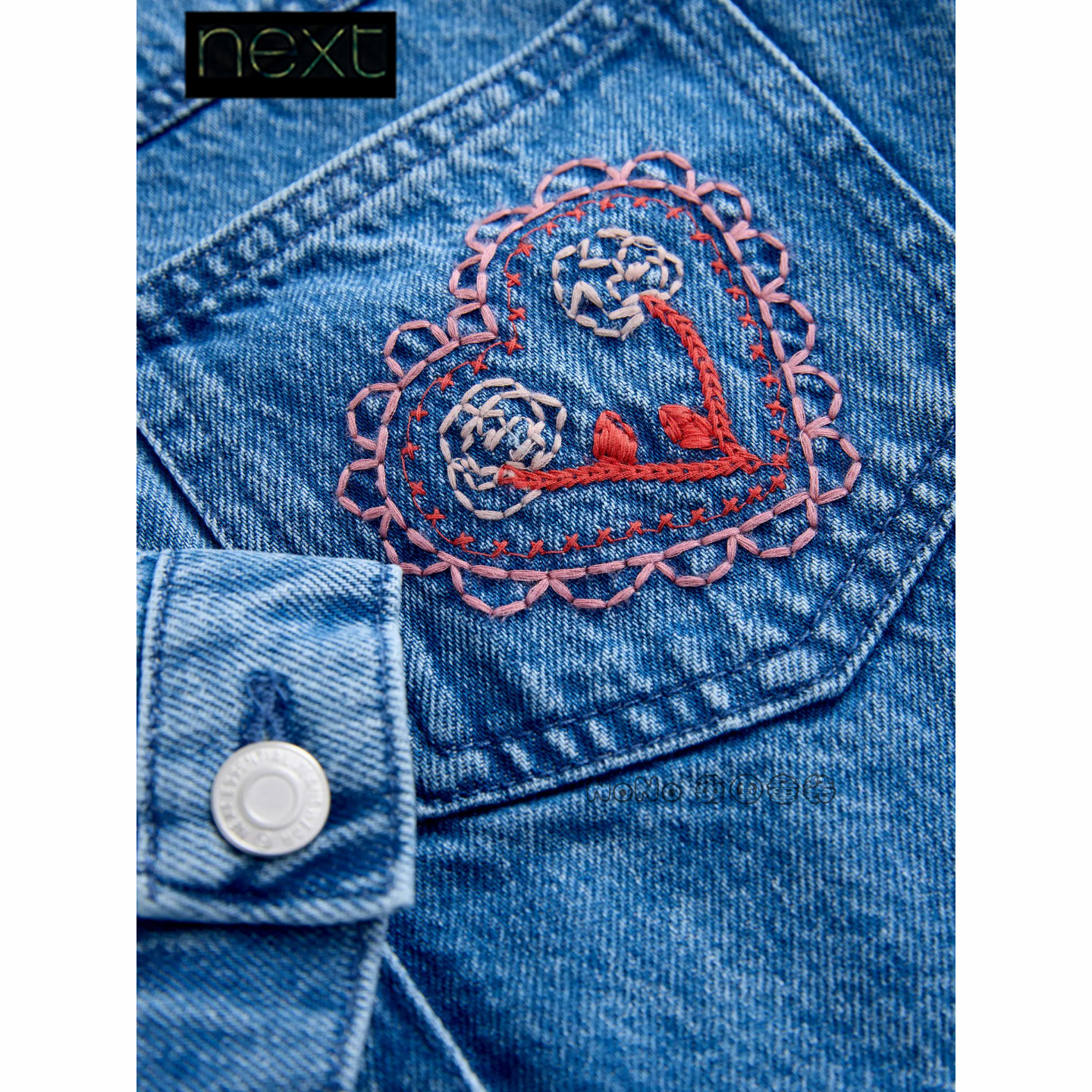 英国Next女大童亲子款蓝色刺绣爱心外套牛仔夹克3-16岁H47-417,淘宝优惠券,粉丝福利购,淘宝优惠卷