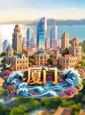 【厦门】文创南普陀寺世茂双子塔中山路钟楼金属冰箱贴旅游纪念品