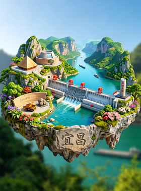三峡大坝景点冰箱贴纪念品