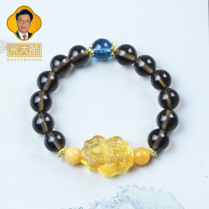宋韶光大师2026马年吉祥物生肖属牛 晨鸡报喜 琉璃男女茶水晶手链