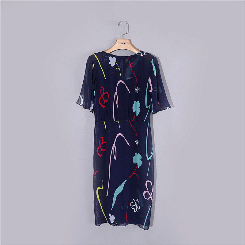 伊cf专柜正品折扣夏季雪纺印花内搭 伊的枫格 品牌折扣店连衣裙