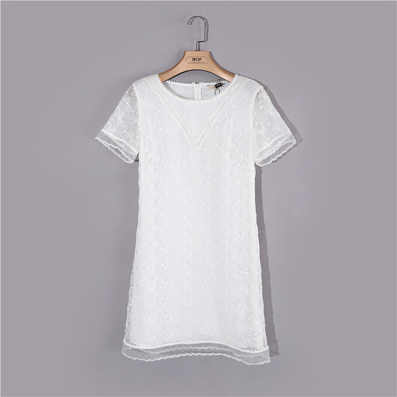 cf专柜正品折扣夏季净色网纱连衣裙 伊的枫格 品牌折扣店连衣裙