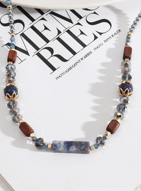 开发蓝点长方串珠天然个性款项链