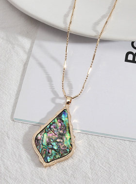 欧美风饰品皮革鲍鱼贝长款豆豆链