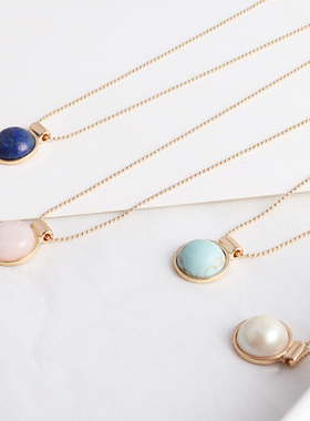 欧美风饰品简约圆形天然石豆豆链