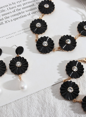 欧美合金女质感项链手链耳环套装