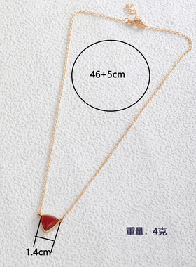原创设计 天然石三角形糖果色时尚简约短款女士项链日常佩戴