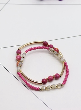 原创设计风粉色个性款宝石手链