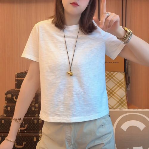 渐变纹理简约纯色短袖T恤女2026夏季新款时尚百搭显瘦肌理感上衣 - 图2