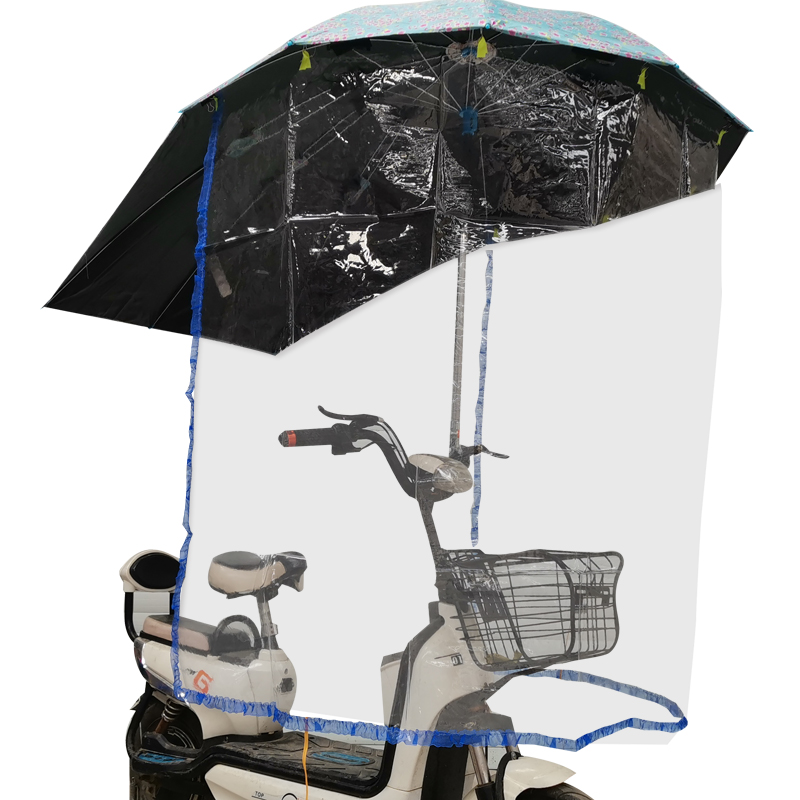 电动车雨挡遮阳伞前挡风披电动车遮阳挡透明雨披电动车伞挡雨披-图3