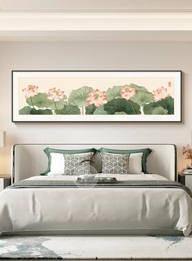 横版客厅中式高级花挂壁画牡丹花大白床头墙感卧室开画新富贵大气