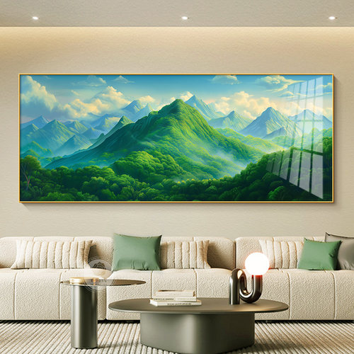 背景墙无水现代客厅背有青山壁画简约沙发靠山图有山挂画图装饰画 - 图0