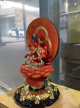 豪祥木雕彩绘敦煌 爱染明王 罗哦罗阇爱染王密宗桌面摆件定制