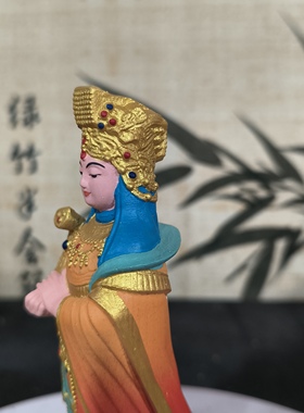 桧木木雕妈祖雕像湄洲岛海上圣母林默娘佛像摆件供奉保平安工艺品