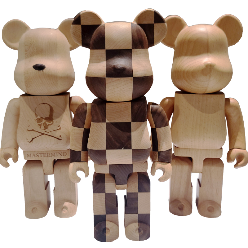 清仓福利 就百来个 bearbrick 纯实木 关节可动 积木熊暴力熊摆件 - 图3