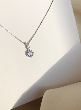 925纯银单钻项链设计感轻奢细闪