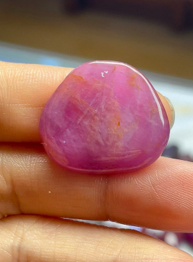 天然无烧无填充无注胶红宝石裸石荷包造型颜色鲜艳草莓熊粉32.0ct