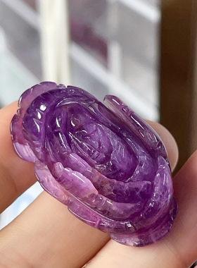 天然红宝石白菜雕刻件百财聚来紫气东来女礼物镶嵌吊坠毛衣链收藏