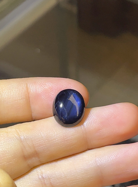 天然蓝宝石半圆形光泽好灯下皇家蓝可做纽扣背云手串配珠一物一证