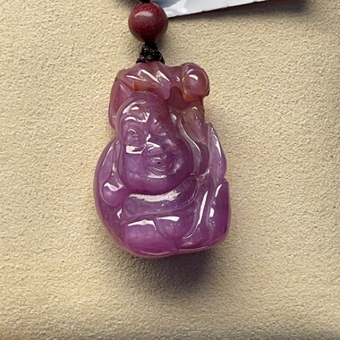 天然红宝石大耳弥勒佛雕刻件元宝猴子84.5ct一物一证支持专柜验货