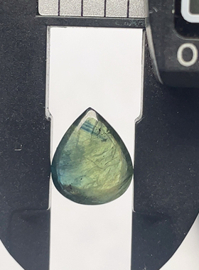 山东昌乐矿区蓝宝石水滴戒面自然杰作山水水墨画奇特意境镶嵌吊坠