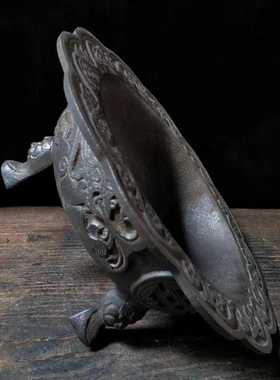 仿古做旧老铁火盆炭火炉取暖炉影视道具收藏佳品大明宣德年制铁盆