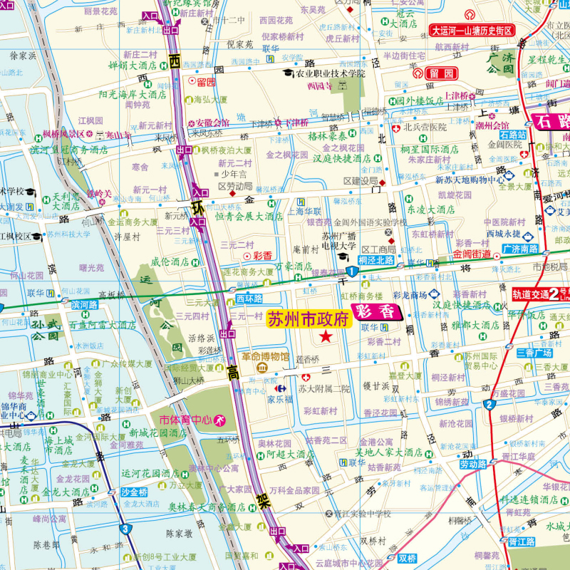 2024新版苏州交通旅游地图 苏州city城市地图 常熟市张家港市太仓市昆山市吴江城区图 苏州地图 - 图3