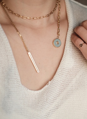 一川饰品新品黄金钱币项链南宋粉青古瓷多用款原创设计个性定制