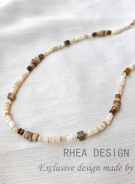 美拉德天然石虎眼石串珠项链女2025新款爆款毛衣链高级锁骨链配饰