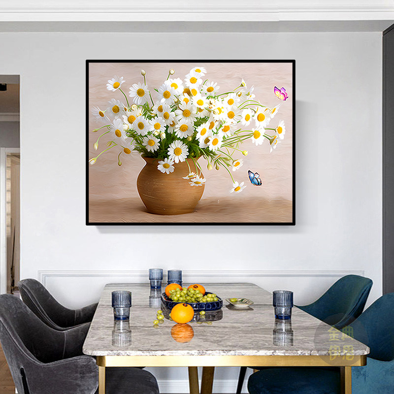 钻石画2025新款小清新雏菊花卉5d贴钻十字绣轻奢花瓶客厅餐厅满钻,淘宝优惠券,粉丝福利购,淘宝优惠卷