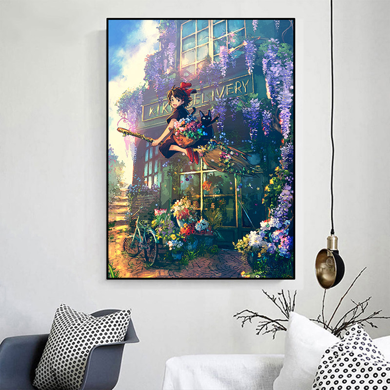 卡通女孩钻石画2025新款紫藤花风景手工点贴钻十字绣客厅卧室满钻 - 图0