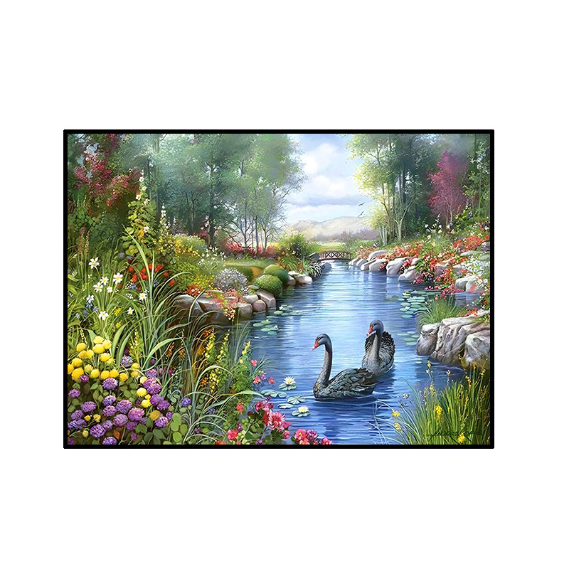 钻石画2025新款田园唯美风景天鹅湖5d贴钻十字绣客厅餐厅卧室满钻,淘宝优惠券,粉丝福利购,淘宝优惠卷