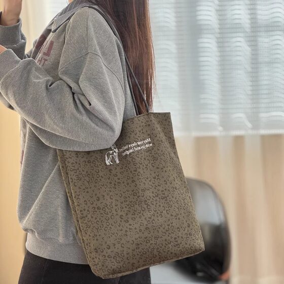 Xifanni autumn and winter retro leopard print double-sided shoulder bag