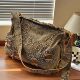 American retro wasteland style washed denim bag with rivets