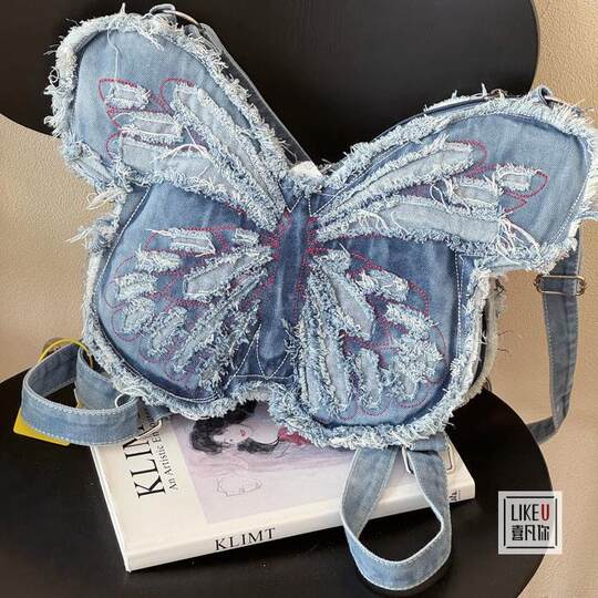 Xifanni denim bag embroidered butterfly ins backpack